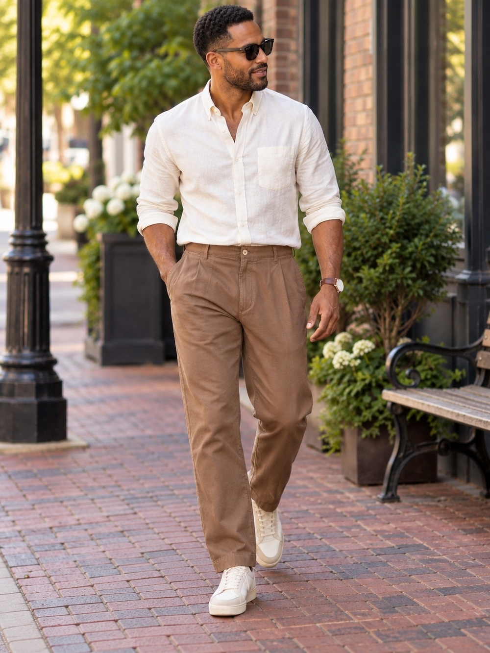 NWT Wythe Pleated Cotton Linen Twill Chino Pants Churro Brown 36